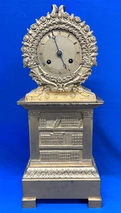 Antique French Gilded Library Silk Thread Mantel Clock - Picture 1 of 8
