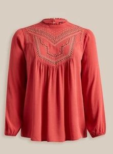 Torrid Crinkle Gauze Relaxed Embroidered Blouse Plus Size 3x in Fiery Rose - Picture 1 of 9