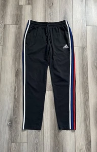 Adidas Training Track Pants Black Mens Size Medium Red/White/Blue 3 Stripes - Picture 1 of 8