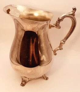 Antique Silver Plated WM Rogers & Son Pitcher with Ice Lip/Guard Ornate Handle - Picture 1 of 9