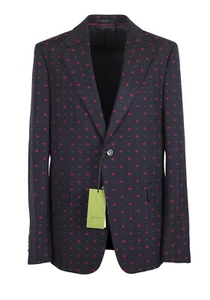 Gucci Blue Red GG Signature Suit Size 46 IT / 36R U.S. New With Tags - Picture 1 of 7
