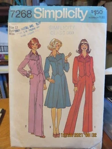 VINTAGE 70's SIMPLICITY MISSES TOP SKIRT & PANTS PATTERN 12/34 - Imagen 1 de 2