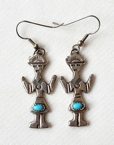 Neu Indianer Sterlingsilber Yei Kachina mit Türkis Ohrhänger - Bild 1 von 6
