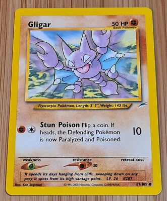 Gligar # 67/105 (Skorgla) Common Neo Destiny von 2002 Englisch Near Mint Vintage - Bild 1 von 2