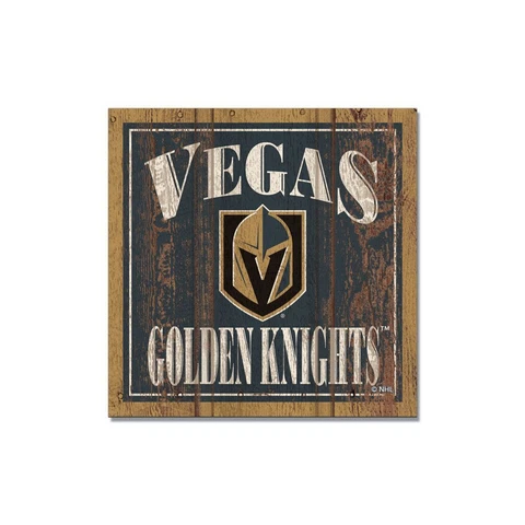 LOT OF TWO (2) VEGAS GOLDEN KNIGHTS (3" X 3") DISTRESSED LOOK, WOODEN MAGNETS Cover