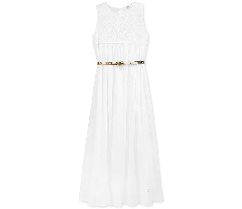 NWT- GUESS ~Size 7-8~ Girls Belted White Dress Retail $52 Confirmation Baptism - Image 1 of 1