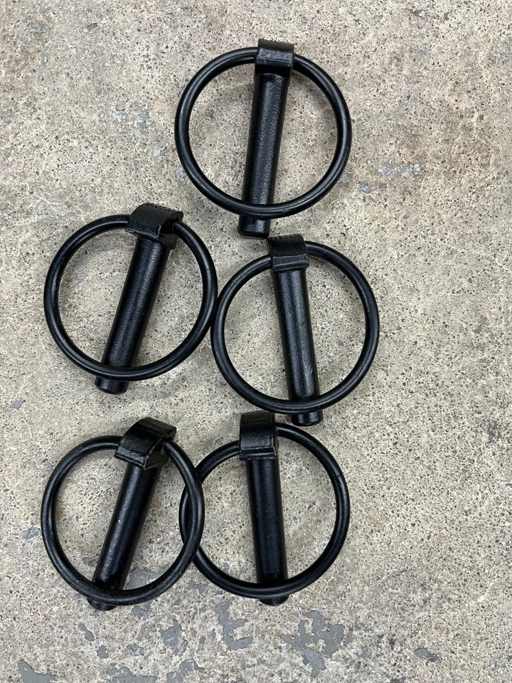 5 Pack of Tractor Implement Heavy Duty Black Lynch Pins with Ring 7/16" x 2 3/8 - Image 1 of 1
