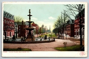 View of Eutaw Place, Baltimore MD Vintage Postcard - Picture 1 of 2