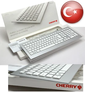 Flat Beautiful Cherry Keyboard Strait JK-0300TQ/01 Aluminum Look Turkish Turk - Picture 1 of 1