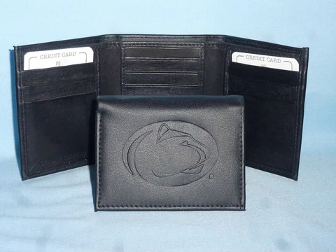 PENN STATE NITTANY LIONS    Leather TriFold Wallet    NEW    black 3  m3 Cover