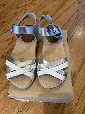 NIB-Hanna Andersson Stardust glitter sandal clog, silver, size 12.5 US, size 30 - Image 1 of 4