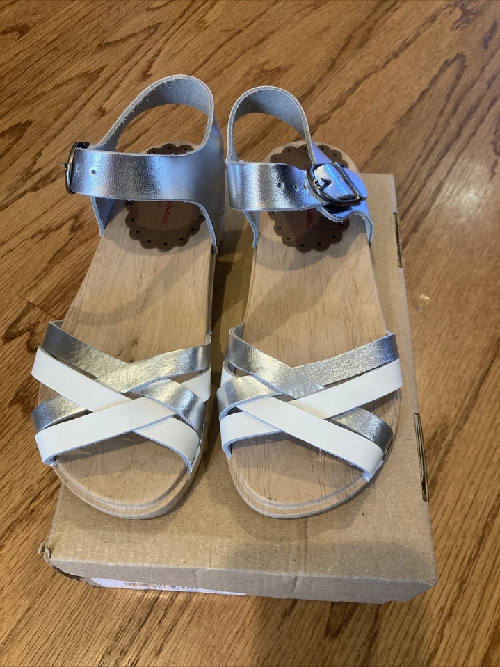 NIB-Hanna Andersson Stardust glitter sandal clog, silver, size 12.5 US, size 30 - Image 1 of 4