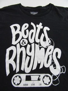OLD NAVY "Beats & Rhymes" Hip Hop Cassette Cinta Negra SS T Camiseta Talla L - Imagen 1 de 6