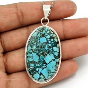 Turchese Naturale 925 Argento Sterling Festa Della Mamma Lunetta Sister Pendente - Foto 1 di 8