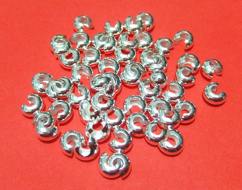 50pz copri schiaccini in ottone colore argento 5mm nickel free bijoux - Immagine 1 di 1