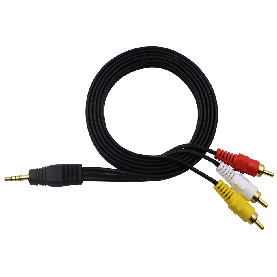 3RCA AV A/V AUDIO Stereo VIDEO TV Cable Cord Lead For CANON Legria FS100 FS200 - Image 1 of 1