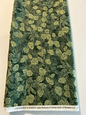 2 yards cotton fabric Animas Quilts Benartex LLC. Chickadees & Berries - Image 1 of 3