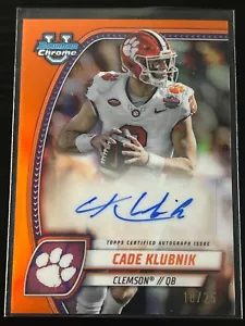 2024 Bowman University Chrome Cade Klubnik Clemson Rookie Auto Orange /25 - Picture 1 of 2