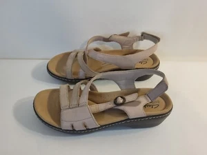 Clarks Womens MERLIAH BONITA Tan Leather Sport Sandals Size 9 1/2 - Picture 1 of 5