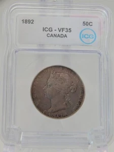 Moneda de medio dólar Canadá 1892 - Calificación ICG VF 35 (BT748) - Imagen 1 de 4