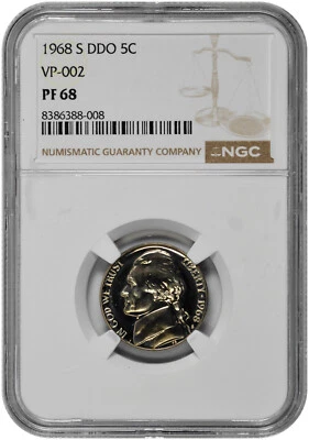 1968 S 5C Proof Jefferson Nickel NGC PF 68 DDO VP-002 - Image 1 of 2