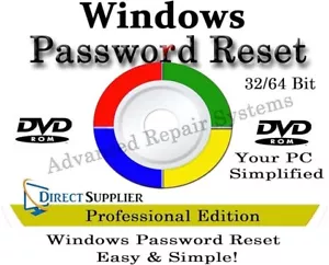 Password Reset Recovery DVD For Windows 10, 8, 7, Vista XP Rated #1 NEW For 2023 - Picture 1 of 1