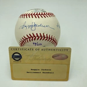 Reggie Jackson Jersey Retirement #44 8-14-93 5-22-04 Signed Baseball Steiner - Picture 1 of 8