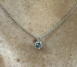 Collier en or blanc 18 carats solitaire diamant 0,70 carat chaine maille forcat - Picture 1 of 6