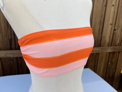 Top de bikini Kate Spade Bandeau a rayas para mujer naranja soda talla XS precio de venta sugerido por el fabricante 82 USD Foto 1 de 4