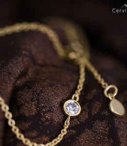 Cervin Blanc 18ct Yellow Gold Solitaire Diamond Bracelet 0.15ct Bezel Set - Picture 1 of 11