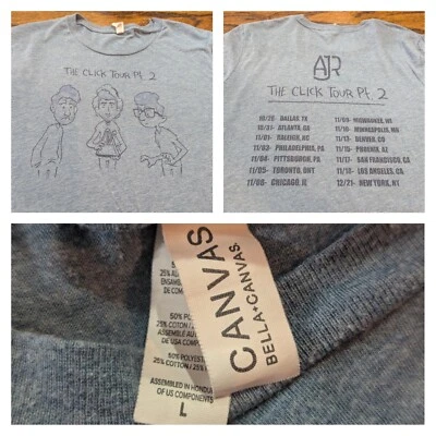 CAMISETA AJR Band The Click Tour Pt 2 Azul (Grande) 19x28 con fechas Indie Pop Parte Foto 1 de 4