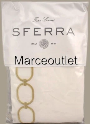 Sferra Catena 3834 Long Staple Cotton Percale ONE STANDARD Sham White / Sand - Image 1 of 4