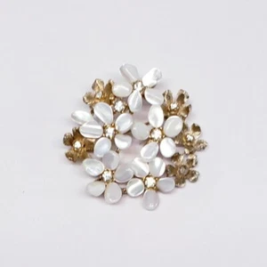 Vintage Capri Gold Tone, Rhinestone & Pearl Floral Pendant Brooch Pin-Stunning! - Picture 1 of 4