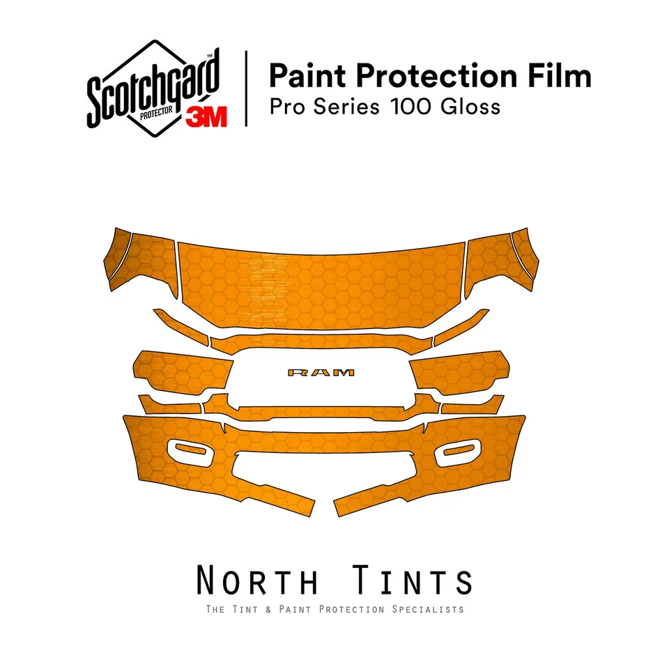 Dodge Ram 2500 2019-2024 3M PRO película de protección de pintura precortada sujetador transparente kit PPF Foto 1 de 4