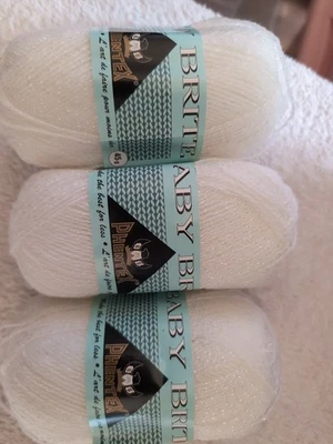Phentex Baby Brite Baby Yarn.  White.  Lot Of 3 - Image 1 of 4