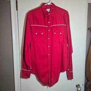 Vintage 1940 Texas Pride Western long-sleeved Men's red Pearl Snap shirt - Picture 1 of 12