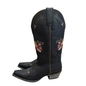 Shyanne Women's Maricopa Leather Western Boots - Snip Toe Floral Size 7 - Picture 1 of 6
