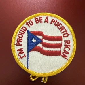 I'm Proud to be a Puerto Rican Vintage Travel Flag PR Brown Border Patch - Bild 1 von 2