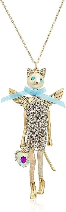 Betsey Johnson Angel Cat Long Pendant Necklace - Image 1 of 1