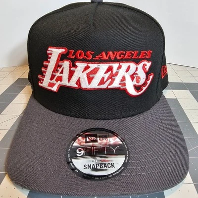 New Era Los Angeles Lakers Mens Hat Black Red NBA 9Fifty A-Frame Snapback Cap - Image 1 of 4