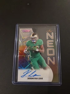2025 Leaf Vivid Green Neon Autograph Jeremiyah Love 5/7 Auto Notre Dame - Bild 1 von 5