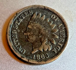 1863 INDIAN HEAD CENT Copper nickel Penny.   Nice Old US Coin! - Picture 1 of 2
