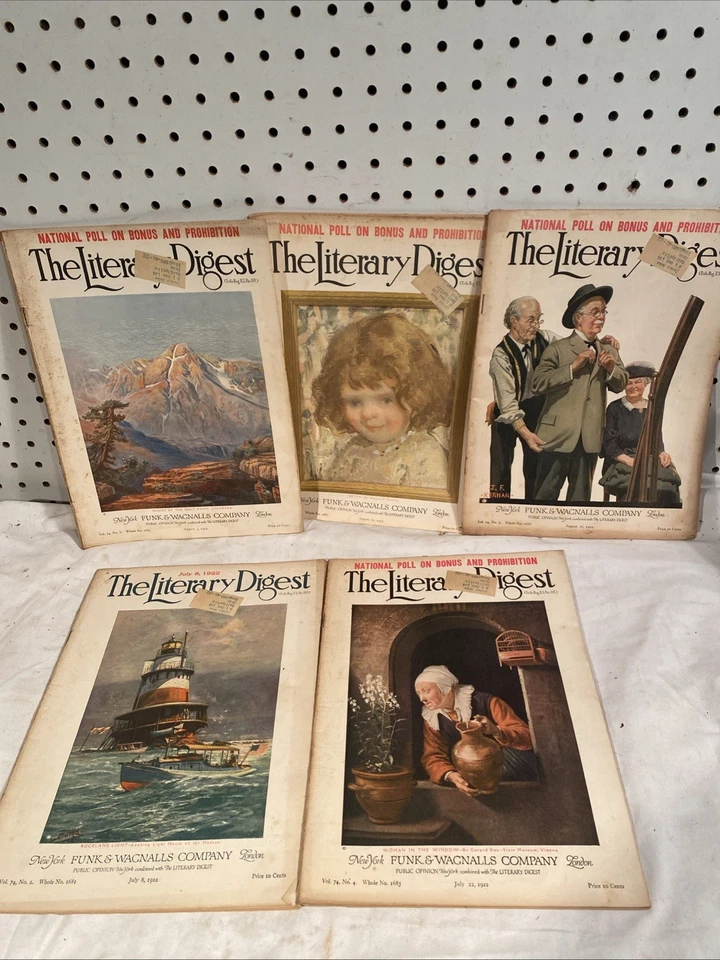 1922 Literary Digest Lot Of 5 Public Opinion Funk Wagnalls July August - Image 1 of 4