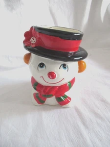VTG 5 "H X 5,5" W CMC WEIHNACHTEN SCHNEEMANN KERAMIK KOPF VASE PFLANZGEFÄẞ TAIWAN - Bild 1 von 7