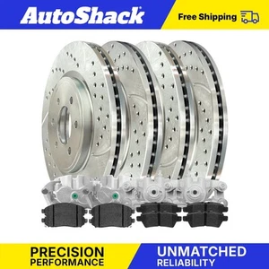Front and Rear Brake Calipers Pads Drilled Rotors for Nissan Xterra 4.0L - Picture 1 of 2