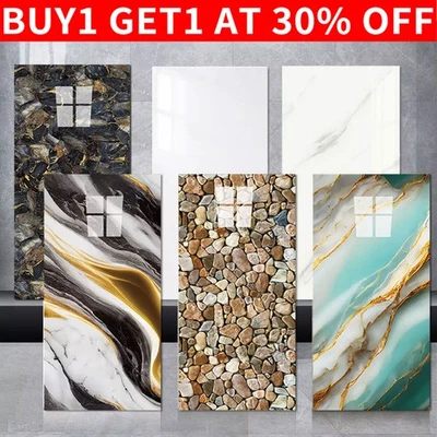 10 Packs Self-Adhesive Grey Marble PVC Cladding Wall Panels for Kitchen Bathroom - Image 1 of 4