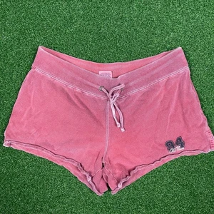 Pantaloncini felpati vintage rosa navy con coulisse a vita larga taglia XS - Foto 1 di 5