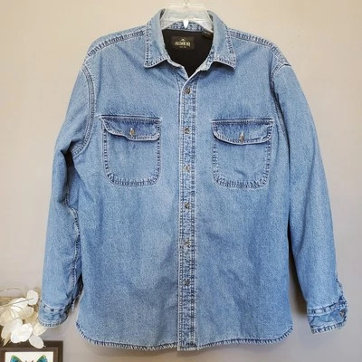 Vintage Redhead Denim Work Shirt Jacket Mens Size Large Fleece Lined Shacket - Image 1 of 4