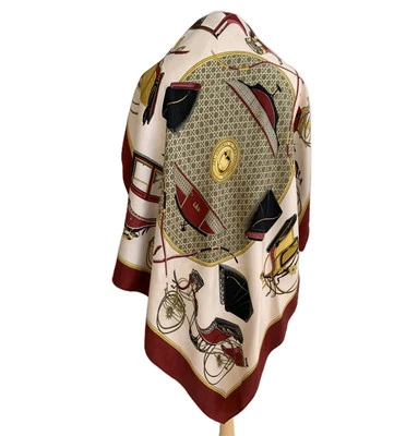 Hermès Paris Les Voitures A Transformation Silk Scarf 34"x33"Vintage Flawed#A119 - Image 1 of 4