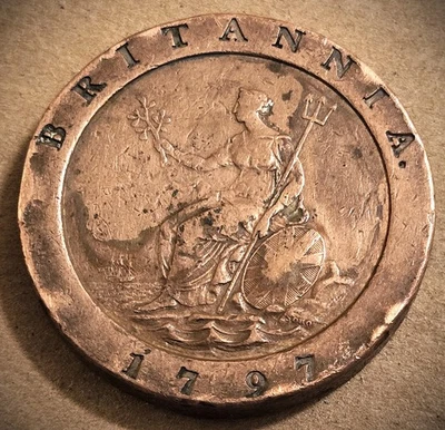 1797 GRANDE GRÃ-BRETANHA GEORGE III GRANDE 2 PENCE: "CARTWHEEL" * MOEDA MUITO FINA* (7312) - Imagem 1 de 2